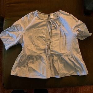 H&M Poplin Tie-Front Shirt - Size medium